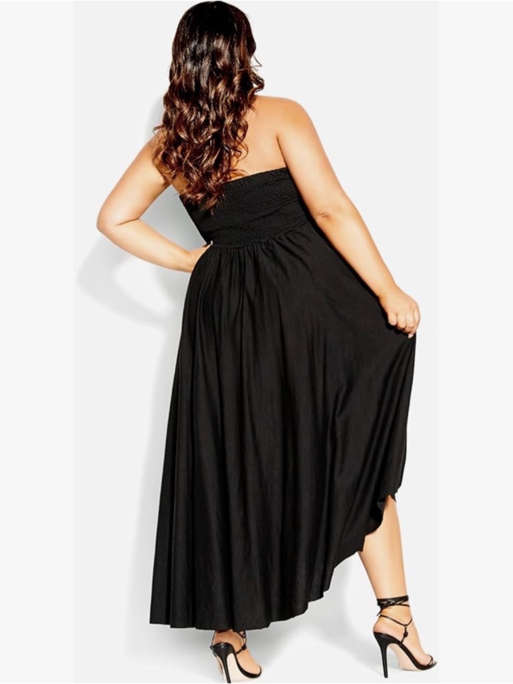 City Chic Black Halter Maxi Dress with Tie-Back Straps - Picture 2 of 6